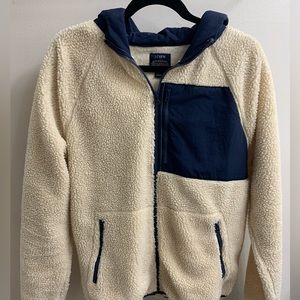 J. Crew Sherpa Zip-Front Hooded Jacket | M | Barley